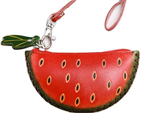 PurseWorld Women's Handmade Leather Watermelon Purse Change Pouch One Size Red