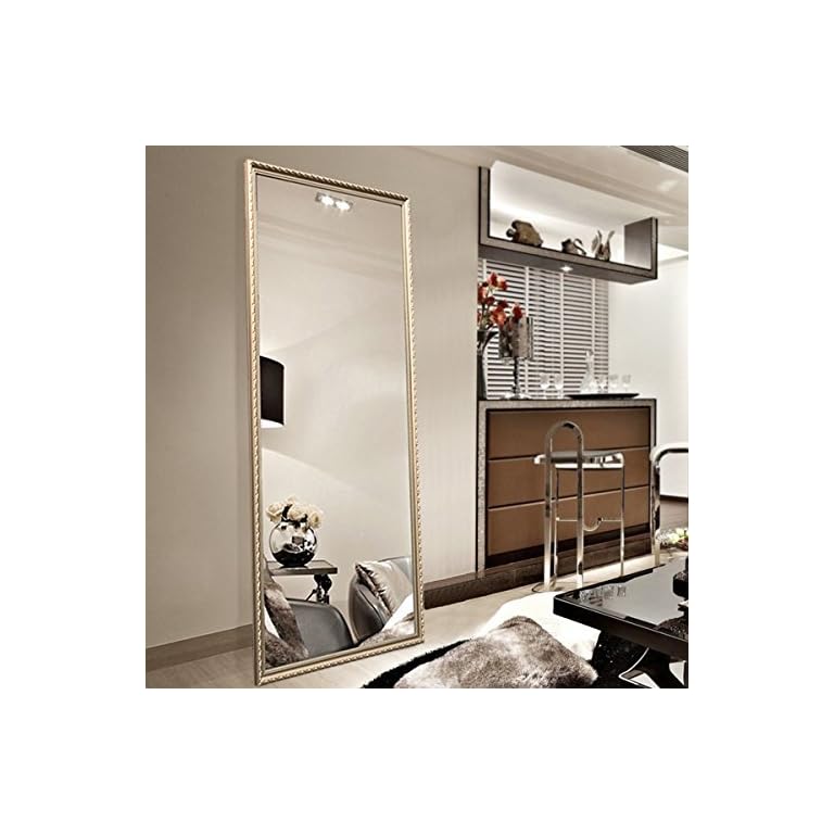 Full Length Leaning Floor Mirror, Wood Finished Frame Oversized Rectangle Dressing Mirror (Large