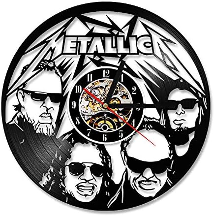SOKIMI Metallica Vinyl Record Wall Clock Black Hollow CD Record Clock Creative Home Decor Antique Handmade Hanging LED Clock,Nolights