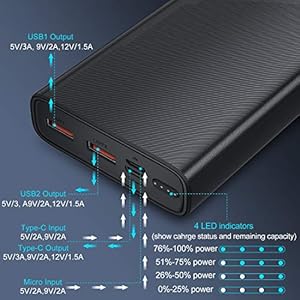 BANNIO Powerbank 20000mAh,USB C Caricabatterie Portatile con 18W Power Delivery,Type C PD Ricarica Rapida Batteria… - immagine 6