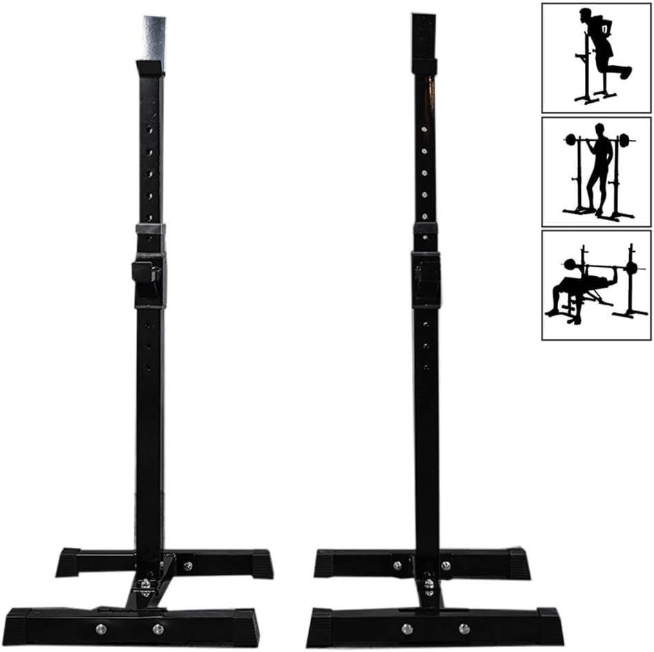 Grist CC Adjustable Indoor Barbell Stand, Portable Steel Rack Bench Squat Pole Storage Squat Rack Stand, Strength Training, Home Gym,Black