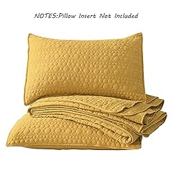Quilt Set Queen Size Yellow, Classic Geometric