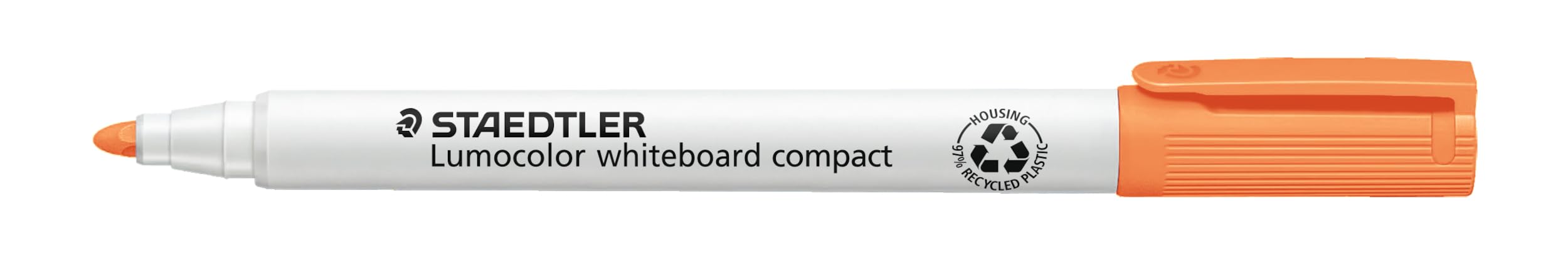 Staedtler Lumocolor Whiteboard Marker Compact Universal Tip for Variable Line Widths (Approx. 1-2 mm), Dry and Wipe Clean Residue-Free (Set of 10) Orange 341-4
