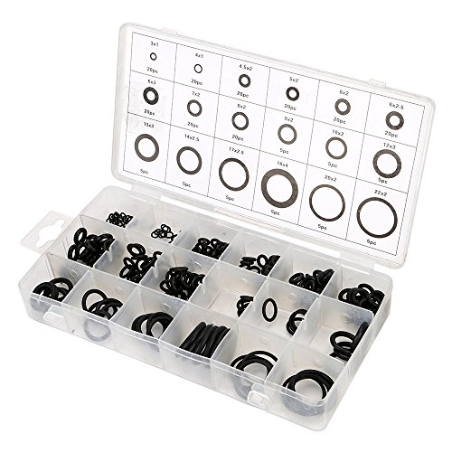 DIFEN 225 Pcs/18 Sizes Rubber O-Ring Sealing Gasket/Washer Seal Assortment Set for Plumbing,Automotive,General Repair with Case