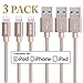 iPhone Charger, GEENKER 3Pack 3ft Lightning Cable 8pin Durable Nylon Braided USB Cable Syncing and Charging Cord for iPhone 7/7plus, 6/6s/6 plus/6s plus, 5c/5s/5, iPad Air/Mini,iPod Nano/Touch(Gold)