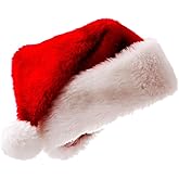 Christmas Hat, Santa Hat Holiday for Adults Unisex Velvet Comfort Extra Thicken Fur Xmas Hat for New Year Festive Party