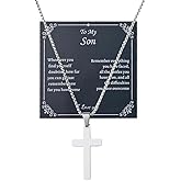 Borhmty Son Daughter Gifts for Birthday Christmas Cross Necklace for Women Men Religious Christian Baptism Gifts for Daughter Son