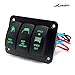 Rocker Switch Set,Ausdin Rocker Switch Panel Led Light Bar Professional Design Laser On-Off Button Led Green Back-light 16 Gauge Wiring Harness Aluminum Waterproof Holder For Jeep Marine Boat Off-Road