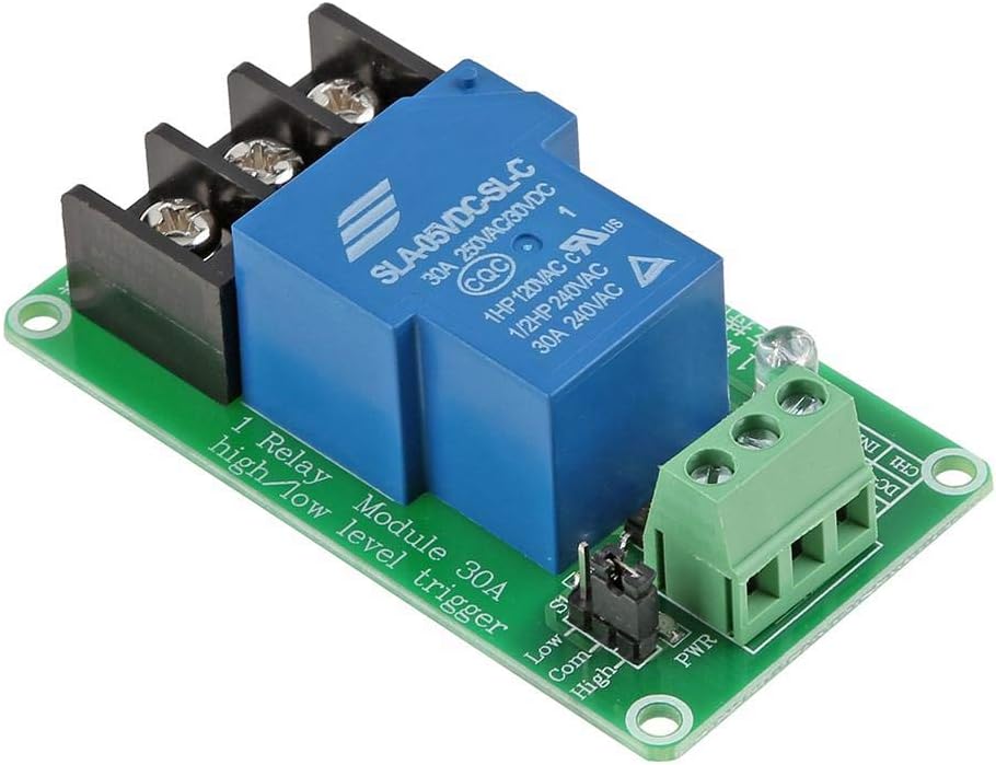 Everpert 1 Channel Relay Module 30A w/Optocoupler Isolation 5V High and Low Trigger