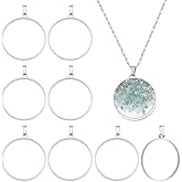 UNICRAFTALE 10Pcs Stainless Steel Frame Pendants Round Open Bezel Charms with Snap on Bails Hollow Bezel Pendant Blanks for Jewelry Making Accessories DIY Necklace Resin Craft