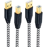 Printer Cords, Besgoods 2-Pack 10ft/3m Extra Long Braided USB 2.0 Printer Scanner Cable - USB A Male to B Male Cable Cord for printer, scanner, White