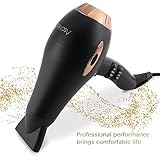 Hair dryer Pro AC motor Ionic & Ceramic fast 1875W Long Life blow dryer by Asavea (black)