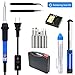 YOUSHARES Adjustable Temperature Soldering Iron Kit 7 in 1 - included 60W 110V Soldering Gun Pen ON/OFF Switch, 5 Soldering Tips, Solder Sucker, Tool Box, Solder Wire, Tweezer, Cleaning Sponge Stand