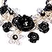 Zhenhui Women Bib Statement Chunky Necklace Gold Chain Crystal Flower Statement Necklace Charm Pendant Necklace,Big Chunky Choker Jewelry for Clothing(Black)