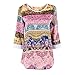 Weixinbuy Women Seven Point Hubble-bubble Sleeves Shirt Splicing Coat BlueXXL
