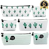 SUBANG 6 Packs Pencil Case New Style Cactus Pastoral Bandage Canvas Pencil Case Box Makeup Bag