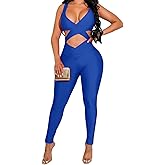 acelyn Women's Sexy Sleeveless One Piece Jumpsuit-Summer Cut Out Bodycon Rompers Clubwear Y2k Streetwear
