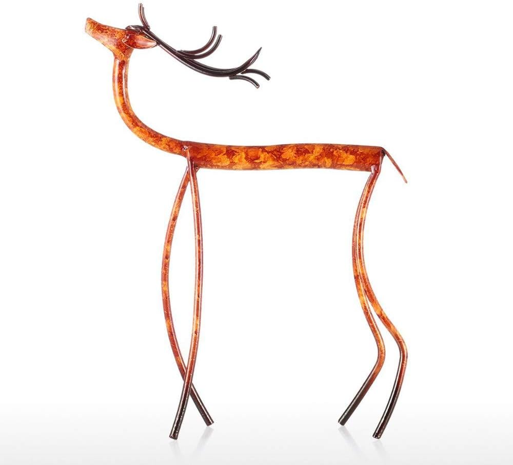 Winpavo Ornaments Sculptures Statue Figurines Decorations European And American Personality Fine Furniture Accessories Look Up The Deer Double Deer Wrought Iron Ornaments Decoration, A