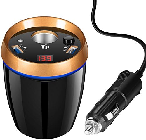 Quick Charge 3.0 TJI Car Charger with 80W Dual USB Car Charger Dual Ports for any iOS or Android Devices :Samsung iPhone, iPad Samsung and More (black)