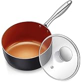 MICHELANGELO 1 Quart Saucepan with Lid, Ultra Nonstick Ceramic Sauce Pan with Lid, Small Pot with Lid, 1 Quart Saucepan Nonstick, Small Sauce Pot, Copper