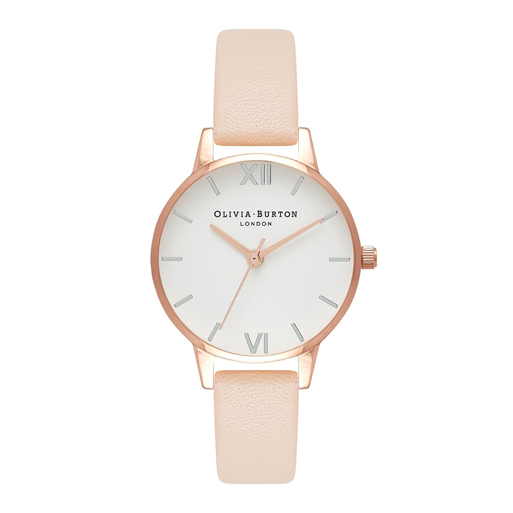 Olivia Burton Analogue Quartz Watch for Women White DIAL Collection with Blush Leather Strap - OB16MDW21