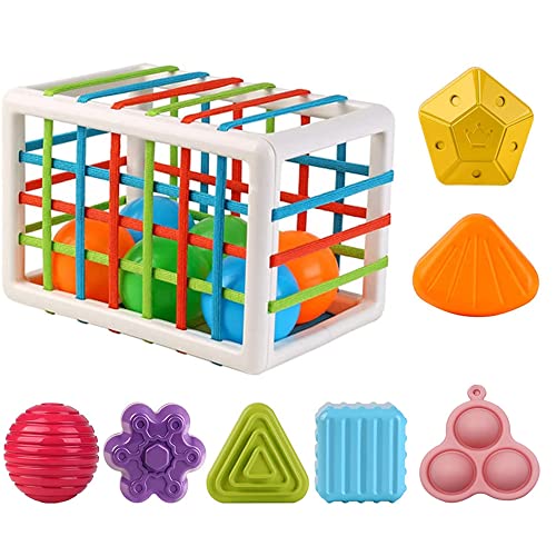 Baby Shape Sorting Toy, Sensory Shape Sorting Toy Set with Elastic