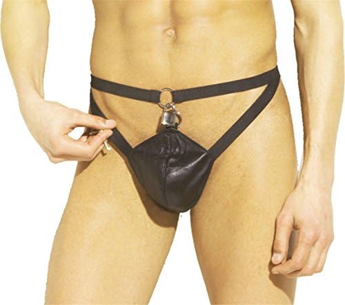 Sexy lingerie OVERMOON Men's sexy patent leather Thong underwear men's lock with leather imitation leather thong pants