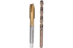 uxcell M8 x 1.25 Spiral Point Thread Tap and 6.8mm Drill Bit Set, Metric Titanium Plated Cobalt High Speed Steel Machine Scre