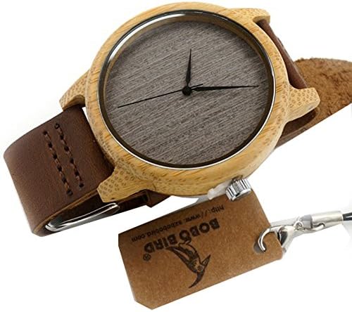 Wooden Dial Leather Band Watches for Men and Women Casual Design Brown Color