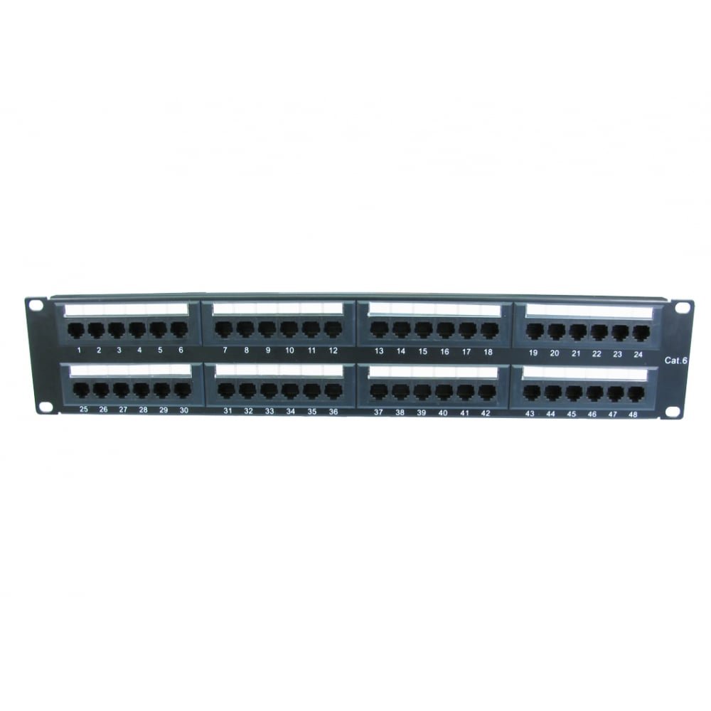 World of Data - 48 Port 2U Rack Mountable CAT6 Patch Panel - Support T568 A&B wiring & Easy installation