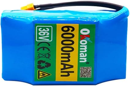 Hoverboard Battery 36 V 6000 Mah High Power Consumption 2 Wheel Electric Scooter Self Balancing 18650 Lithium Battery Pack Amazon De Sport Freizeit