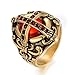 eejart Crusader Templar Cross Rings Ruby Cubic-Zirconia 316L Stainless Steel Ring Size 7 to 15