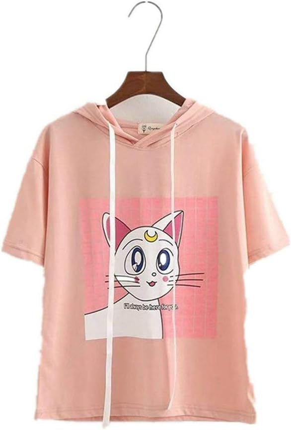 Acccity Anime Sailor Moon Style Summer Short Sleeve Hoodie T-Shirt Cosplay Costume