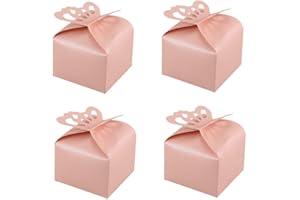 KUPOO 50PCS Small Pink Butterfly Favor Boxes Girl Baby Shower Candy Box Small Butterfly Gift Boxes Party Favors for Wedding Birthday