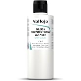 Vallejo - Polyurethane Varnish | Gloss Finish 200 ml. (6.76 fl.oz.) | Extraordinary Hardness &amp; Permanence | Create a Perfect Clear Coat | Scratch Resistant for Outdoor and Indoor Surfaces