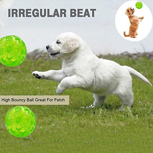 Dog Squeaky Ball, Durable Pet Squeak Chew Bouncy Rubber Toy Balls for