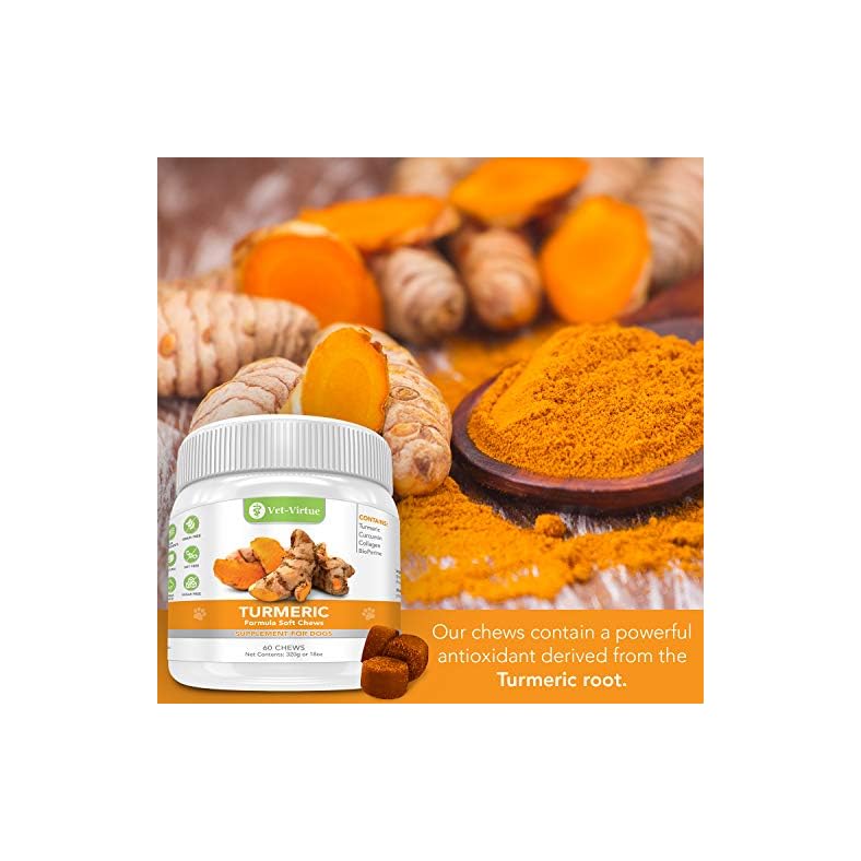 VETVIRTUE Turmeric for Dogs Organic Turmeric with Curcumin, Dog Joint