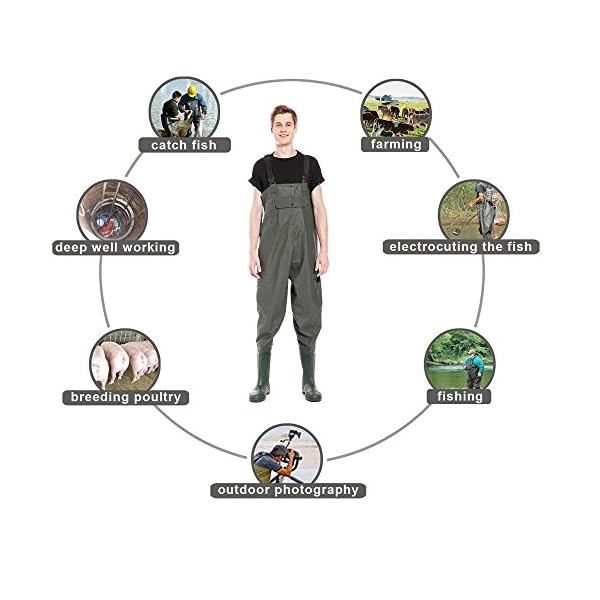 Kglobal-Waterproof-Fishing-Waders-and-Boots-PVC-Chest-Waders-Hunting-Boot-Waders-SMLGreenCamo