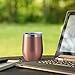 BBTO 2 Sets 12 oz Stainless Steel Stemless Wine Glass, Unbreakable Double Wall Insulate Cup Tumbler with Lids for Wine, Coffee, Including 2 Pieces Straws and 2 Pieces Brushes (Rose Gold)