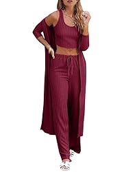 Fessceruna Womens 3 Piece Lounge Sets Pajamas Knit