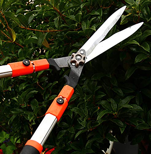 THANOS Hedge Shears,SK-5 Wavy High Carbon Steel Blades,Telescoping Aluminium Lightweight Handle,Pruning Shears,Garden Lopper for Trimming Borders,Boxwood,Pruning Clipper,Grass,Bushes,Loppers