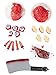 Fake Body Organs– 19-Piece Bloody Human Body Parts, Artificial Heart, Brain, Liver, Eyes, Ears, Fingers Chopping Knife Halloween Party Props, Haunted House Decoration, April Fool Prank Toys