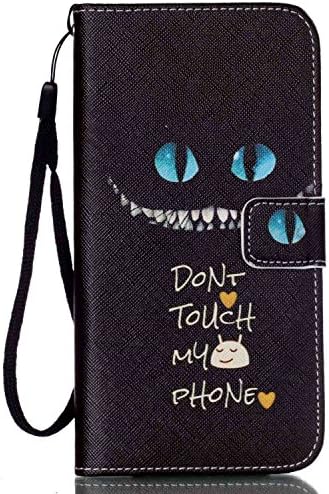 iPhone 6 Plus Flip Case, Qiyuxow [Drop Protection] Diary Wallet Case Evil Smile Style with [ID Card / Cash Slot] [Wrist Strap] Dual-Use Design Kickstand Flip Cover for iPhone 6 Plus