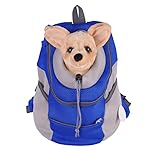 Botokon Dog Cat Carrier Backpack Travel Bag Pet front Carrier Bag Hands Free Soft Sided Mesh Backpack Head out Carrier Double Shouder Bags for Small Medium Dogs Walking Hiking Travel (L, Blue)
