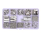 144 Pcs Ribbon Clamps 8mm 10mm 16mm 20mm 25mm 30mm 35mm and 72 Pcs Lobster clasps 12mm 230 Pcs jump rings 5mm 72pcs chain extension 100 Pcs Alloy Drop End for Jewelry findings (PLATINUM PLATED)