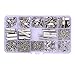 144 Pcs Ribbon Clamps 8mm 10mm 16mm 20mm 25mm 30mm 35mm and 72 Pcs Lobster clasps 12mm 230 Pcs jump rings 5mm 72pcs chain extension 100 Pcs Alloy Drop End for Jewelry findings (PLATINUM PLATED)