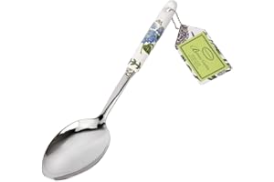 Portmeirion Botanic Garden Serving Spoon | 12.5 Inch Serving Spoon with Porcelain Handle | Features a Hydrangea Motif | Made 