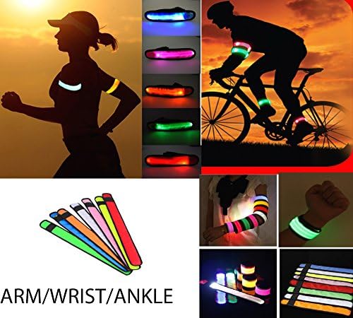 BEST LED GLOWING SLAP BAND for ARM,WRIST &amp; ANKLE WITH BATTERY-SWEAT RESISTANT-EASY TO CLEAN-HIGHLY REFLECTIVE-SAFETY for hiking,running,Jogging,Cycling at NIGHT, 32 CM Everyday Gears
