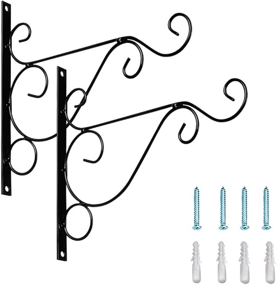Sunmall Metal Plants Hanging Bracket 2 Pcs 10" Sturdy Wall Plant Hook Flower Pot