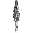 Aleric 1/4"-3/4" Four Spiral Flute Cobalt Step Drill Bit, M35 Wear-Resistant TiAlN Coated Step Bit,1/4" Hex Shank Unibit Step Drill Bit for Metal Stainless Steel Aluminum Wood Plastic,9 Size Step Bits
